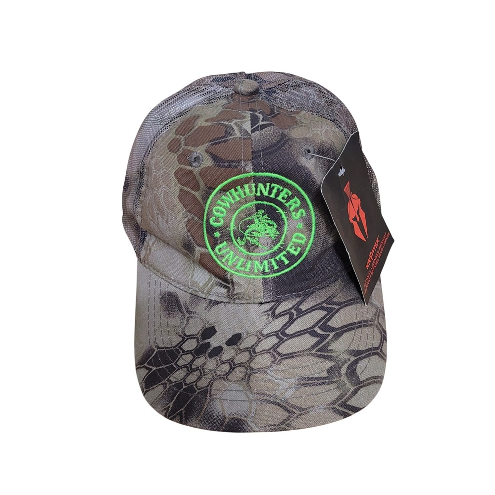Kryptek Highlander Camo‎ Cowhunters Unlimited Trucker Hat Neon Green Patch NWT